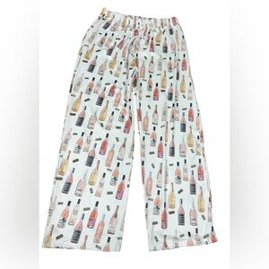 The Paisley Box Pajama Pants Women's Wine Bottle White Pink X-Large NWOT